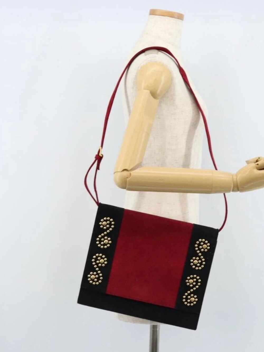SAINT LAURENT Shoulder Bag Suede Bordeaux Gold Auth 172534 - Picture 1 of 16